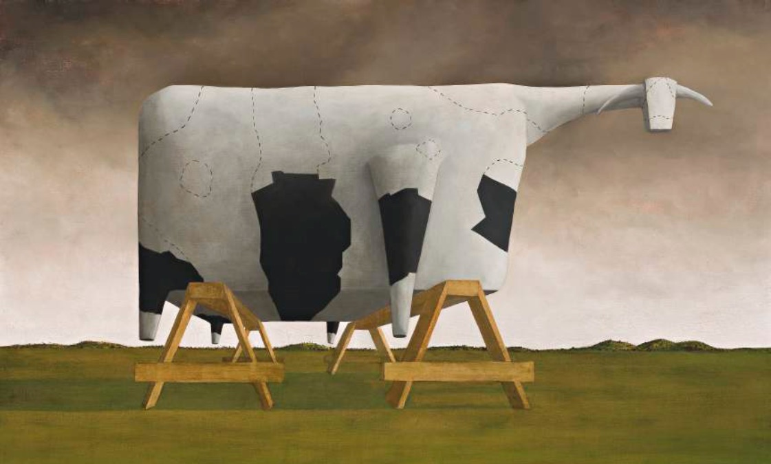John Kelly: Half painted Cow on Trestles, oil on canvas, 1994